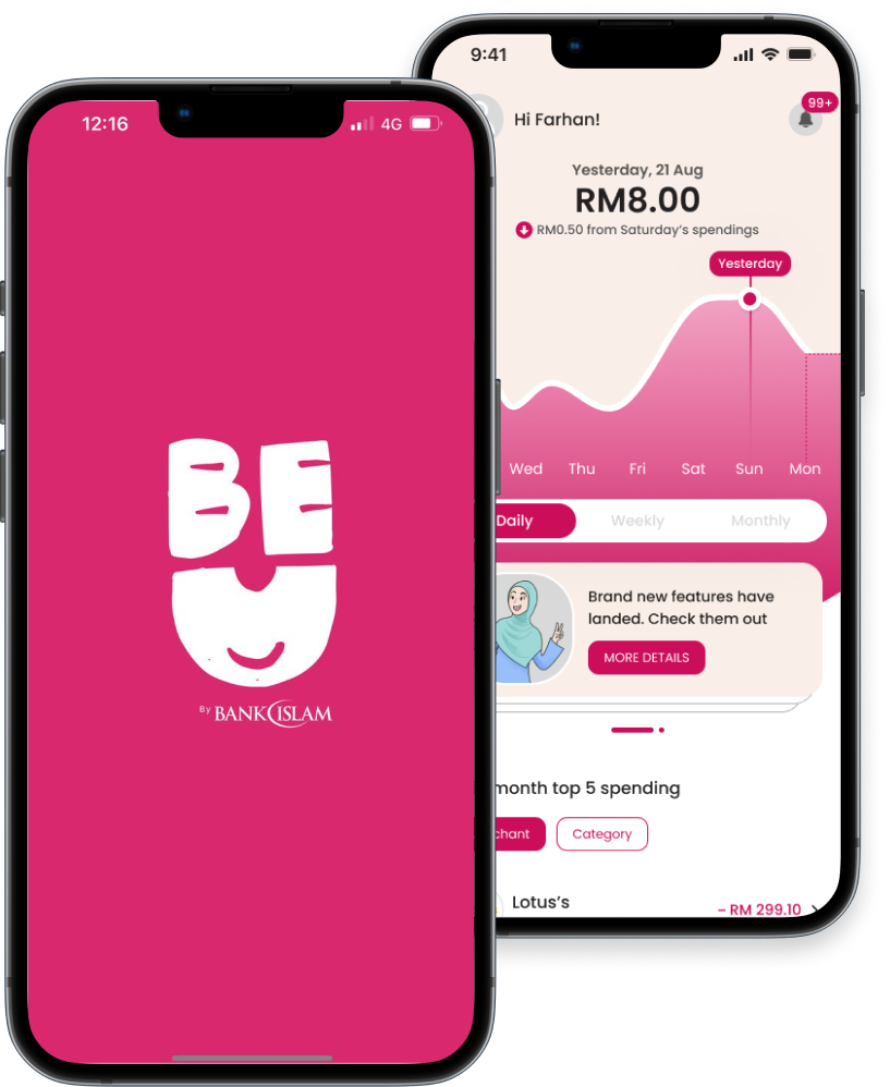The screenshot of Bank Islam's "Be U" App